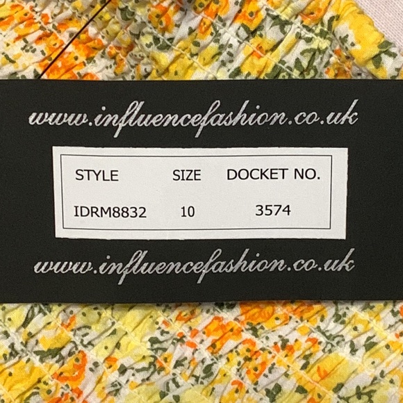 NWT ASOS Influence Floral Tiered Smock Dress Yellow Sz 10 - Picture 6 of 10